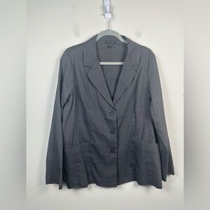 Eileen Fisher Dark Gray Women's Blazer Linen Blend Lightweight Size 16 EUC